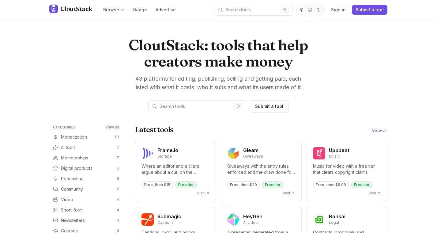 Homepage screenshot