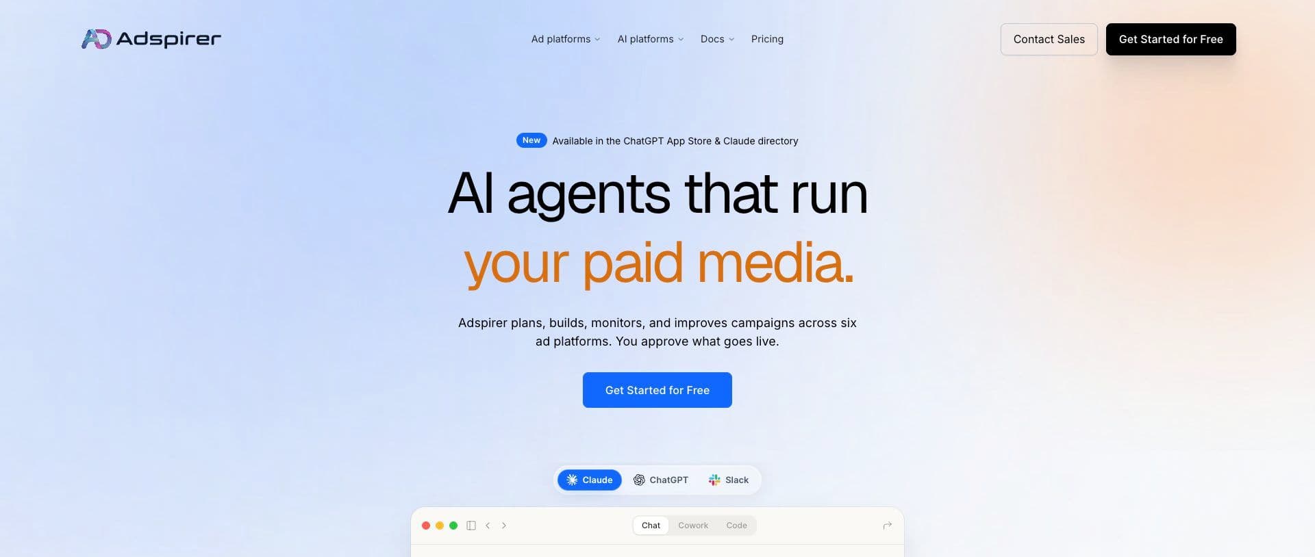 Adspirer homepage