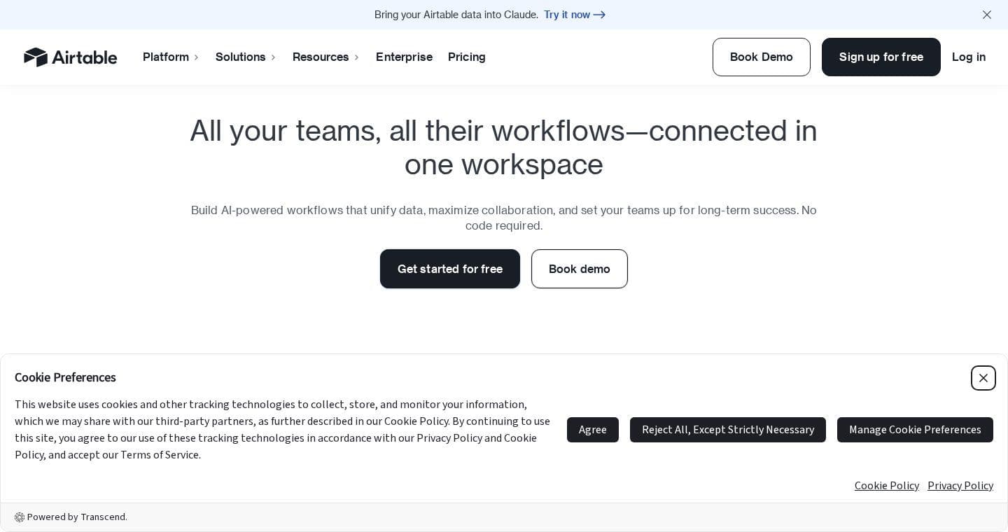 Airtable homepage