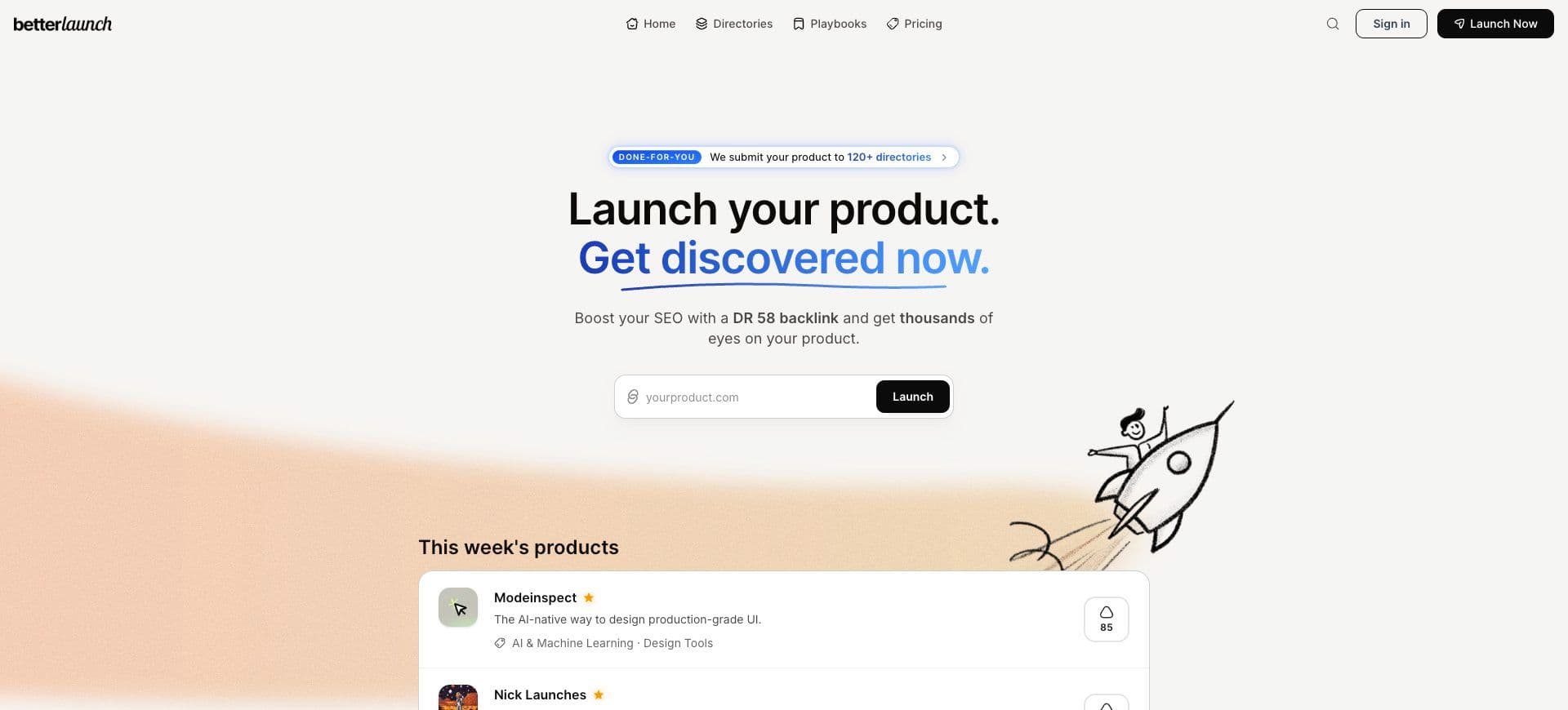 Better Launch homepage