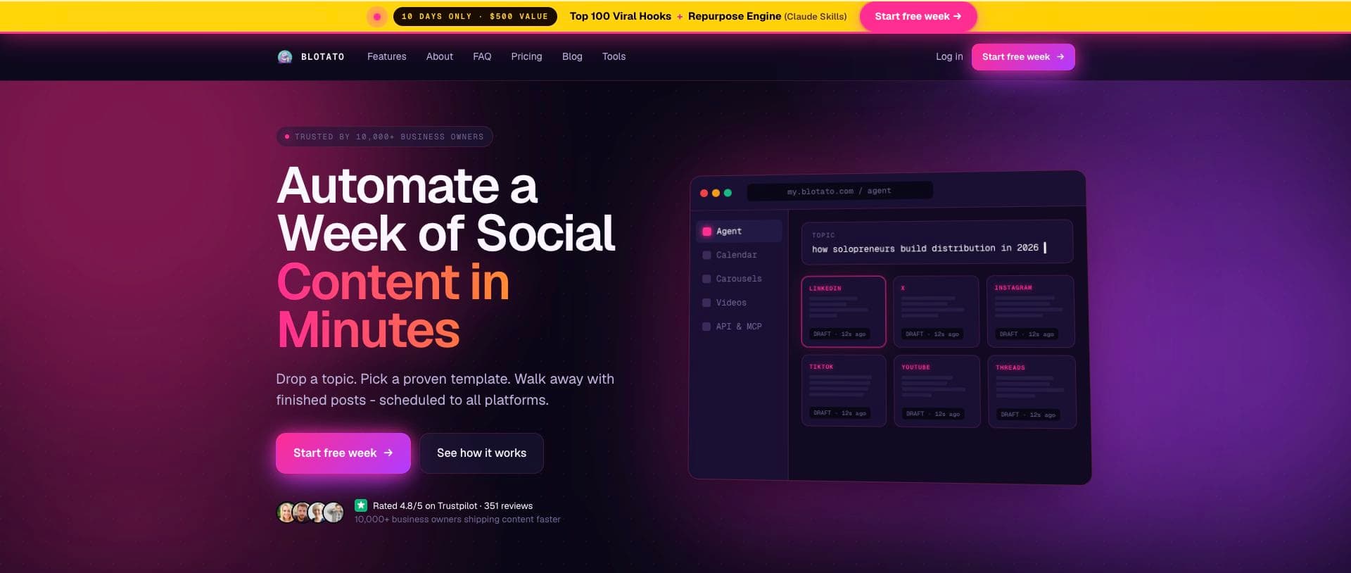 Blotato homepage