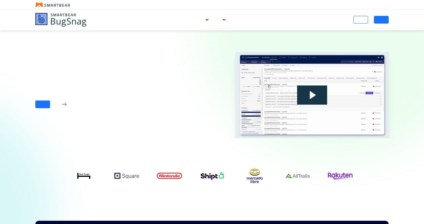 Bugsnag homepage