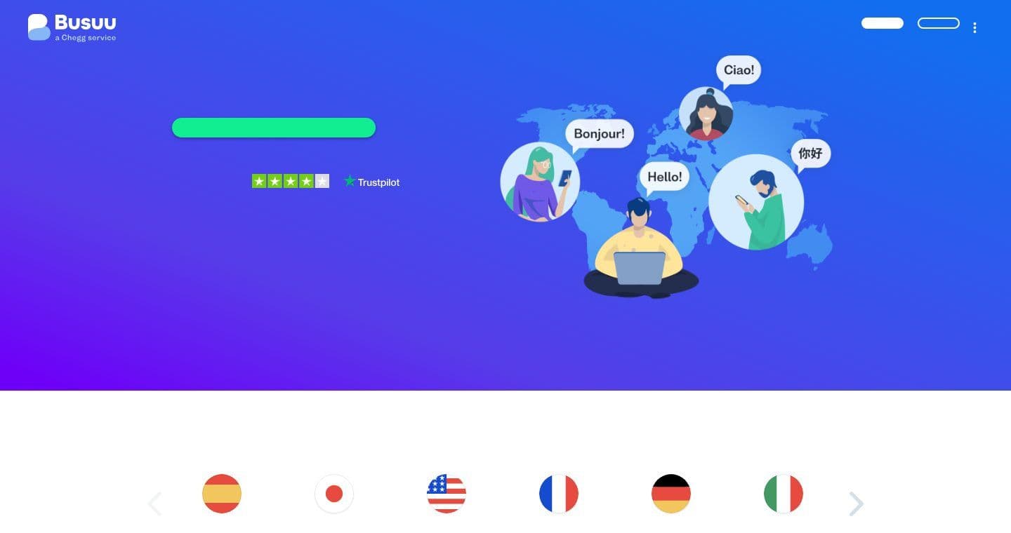 Busuu homepage