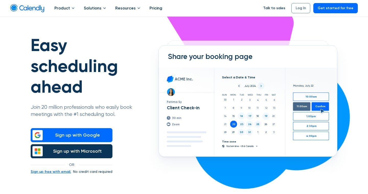 Calendly homepage