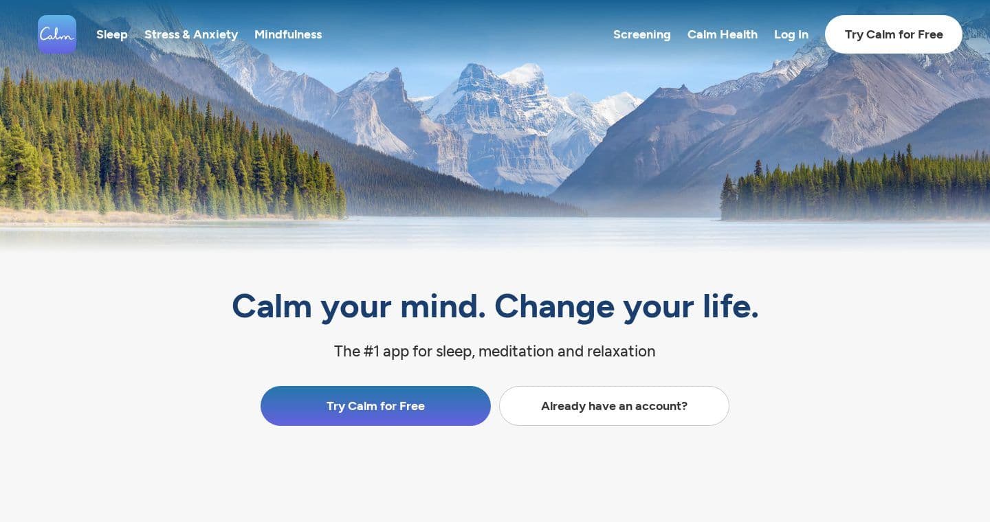 Calm homepage