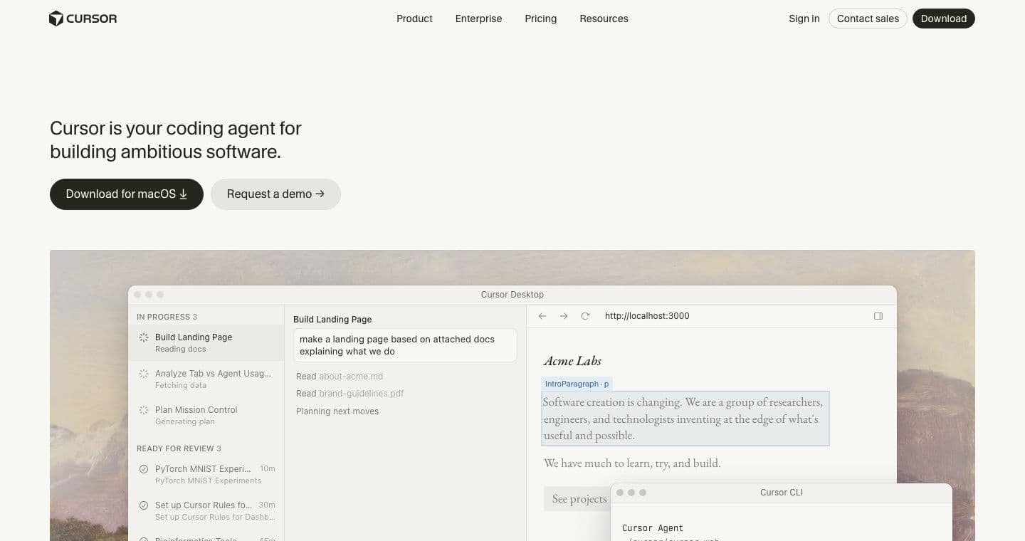 Cursor homepage