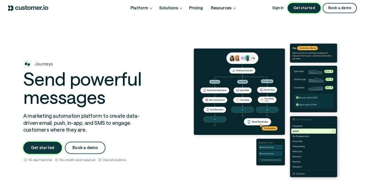 Customer.io homepage