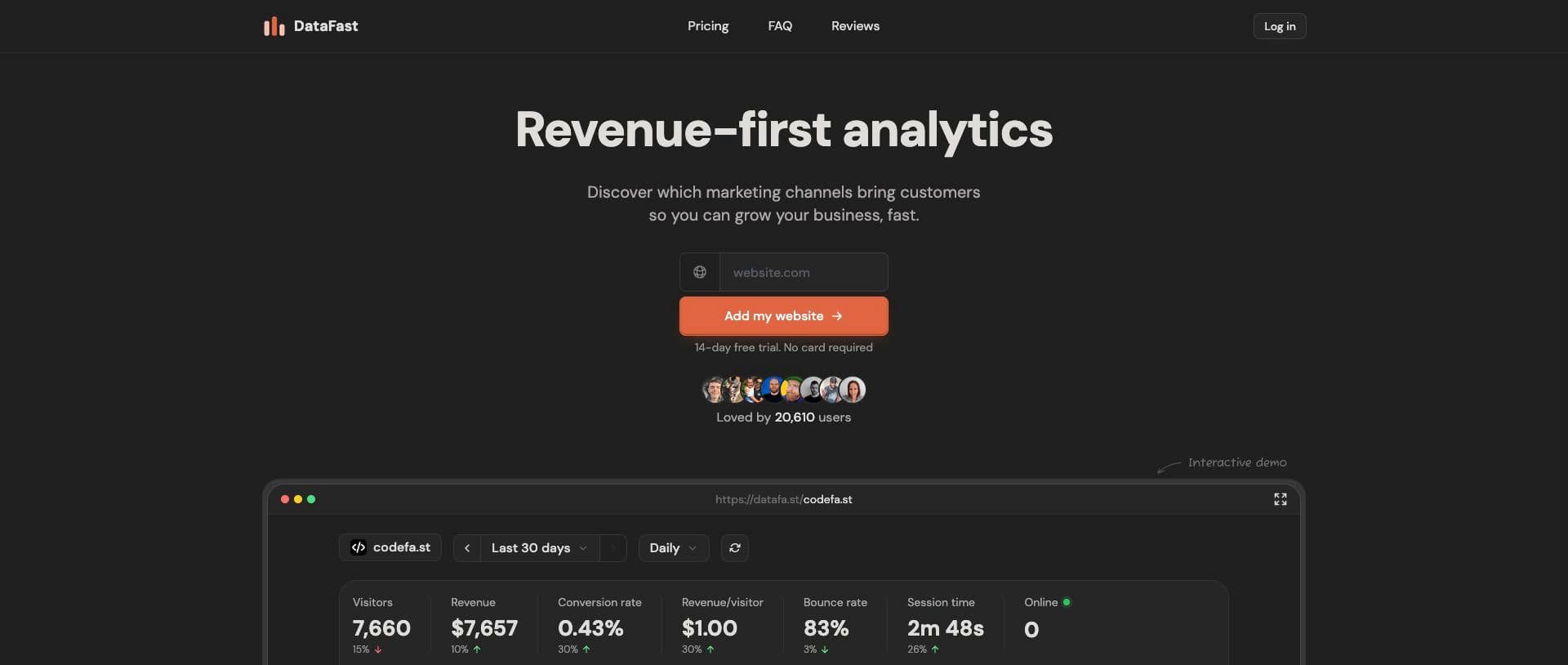 DataFast homepage