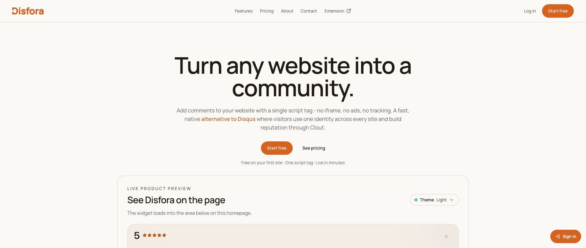 Disfora homepage