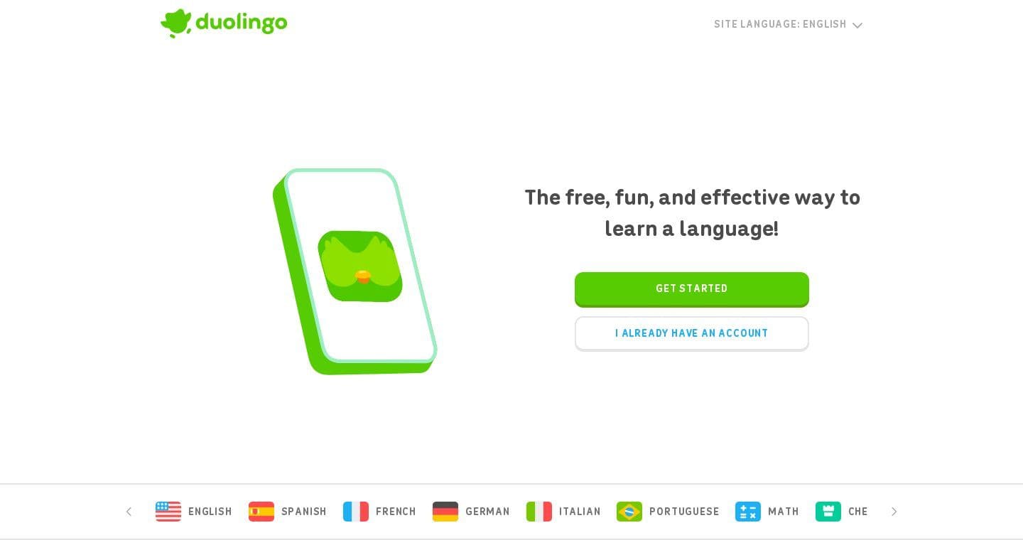 Duolingo homepage