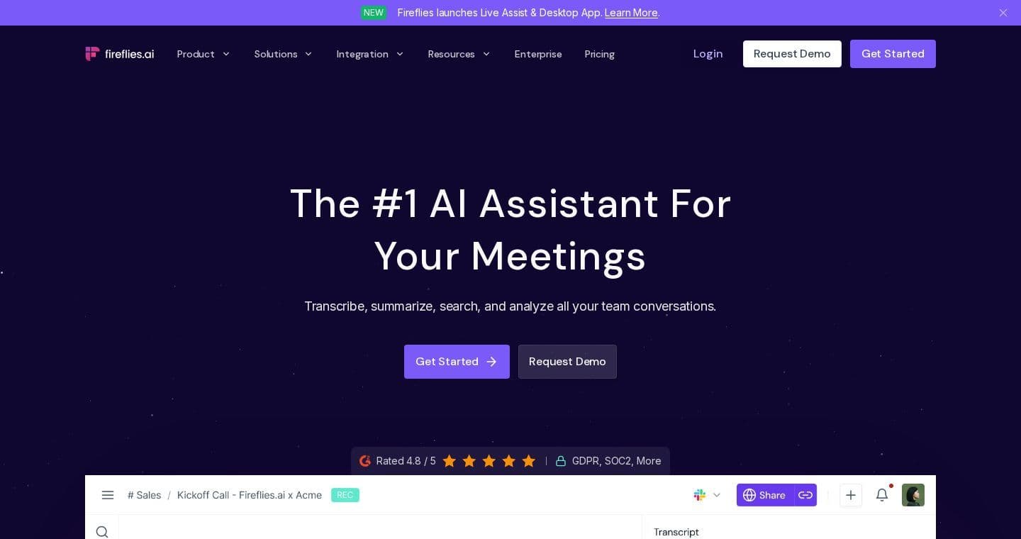 Fireflies.ai homepage