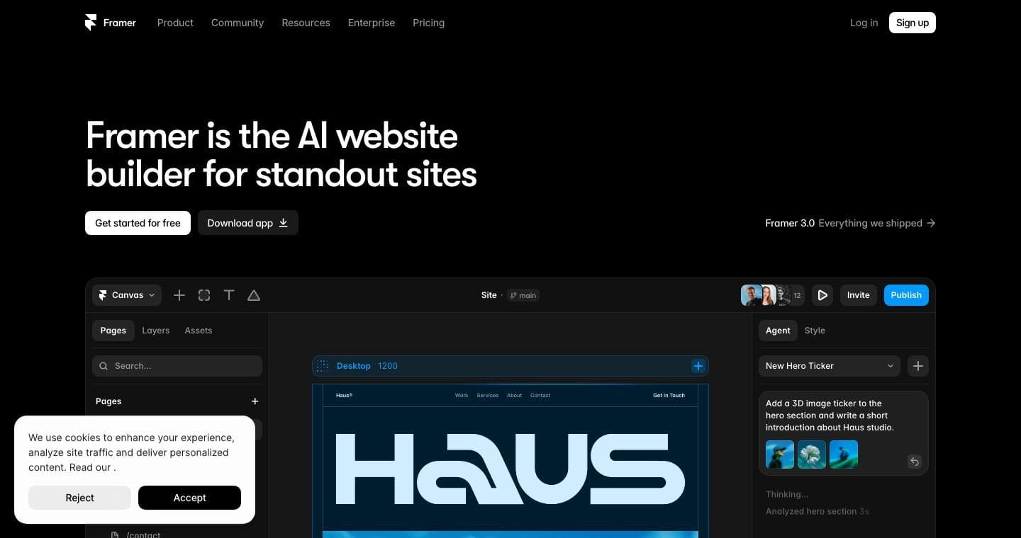 Framer homepage