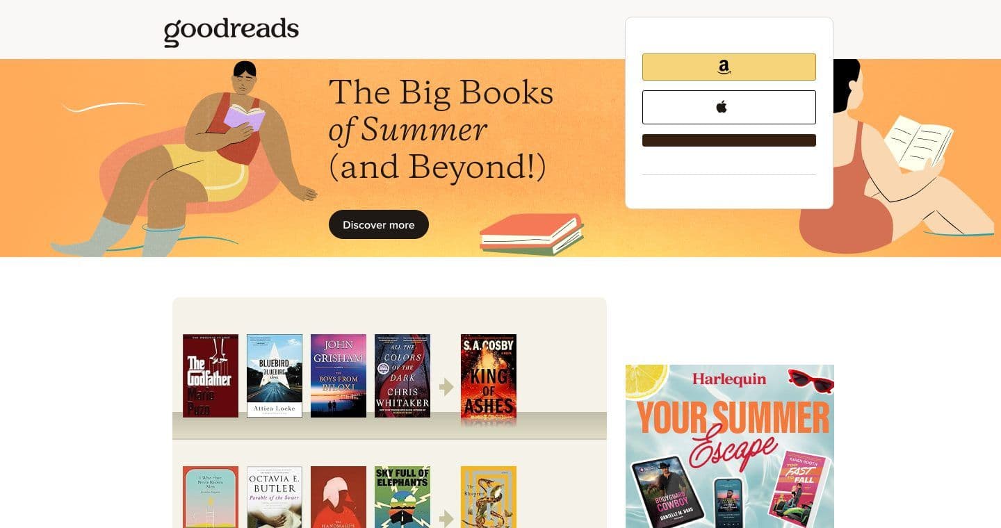 Goodreads homepage