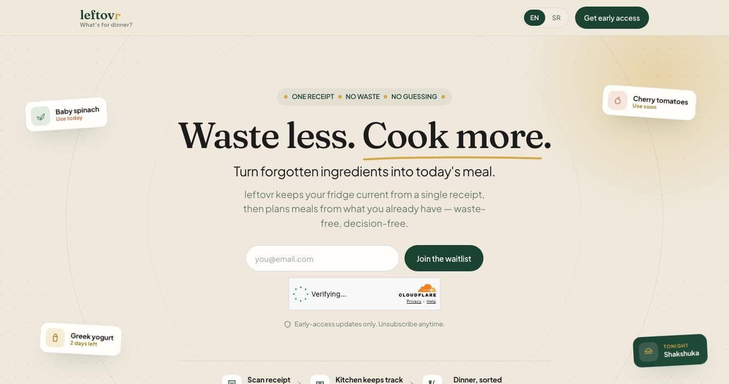 leftovr homepage