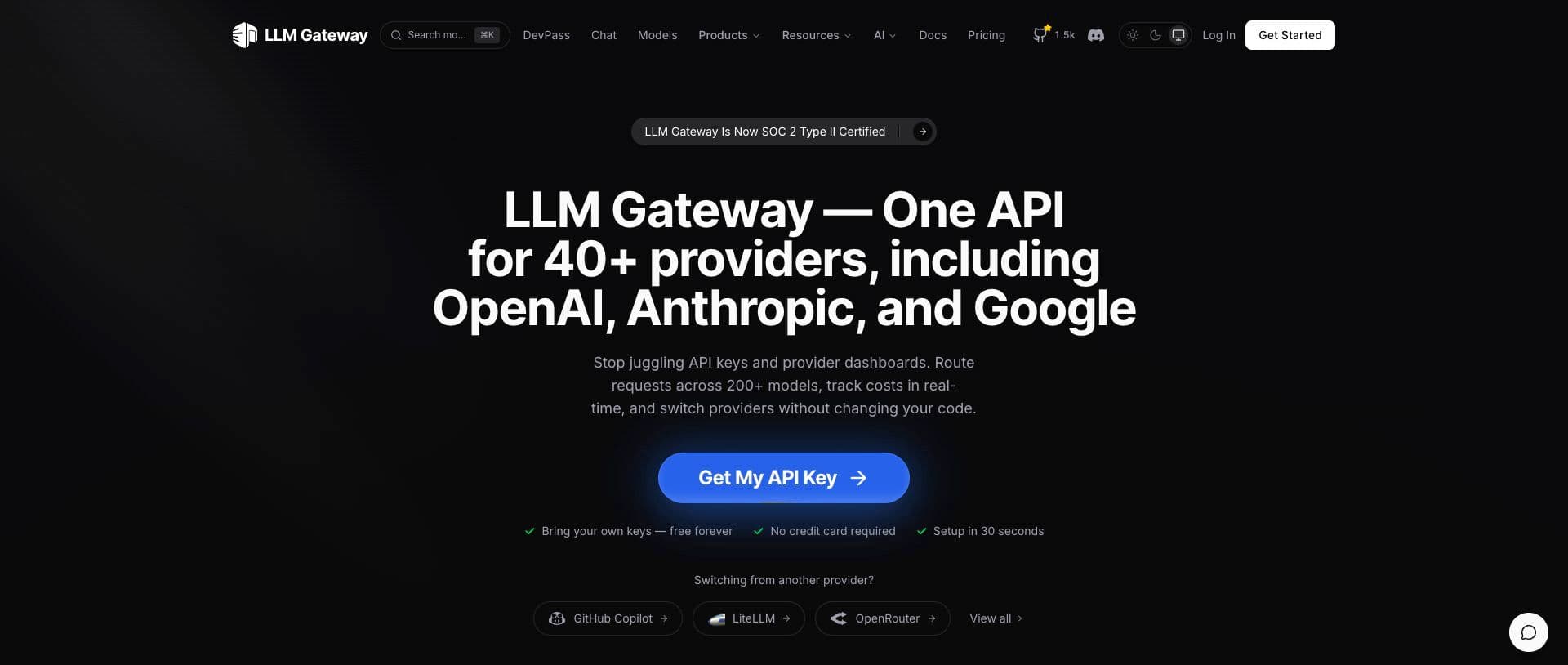 LLM Gateway homepage