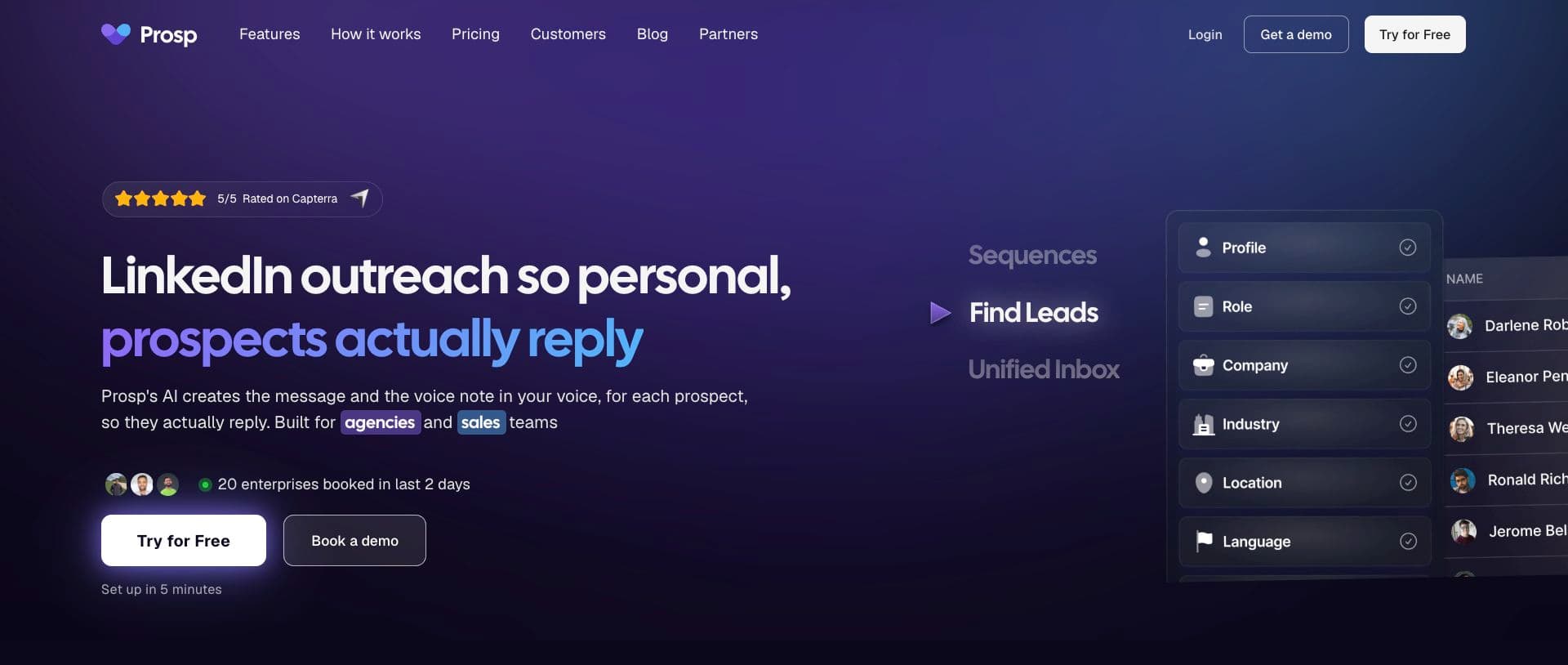 Prosp homepage