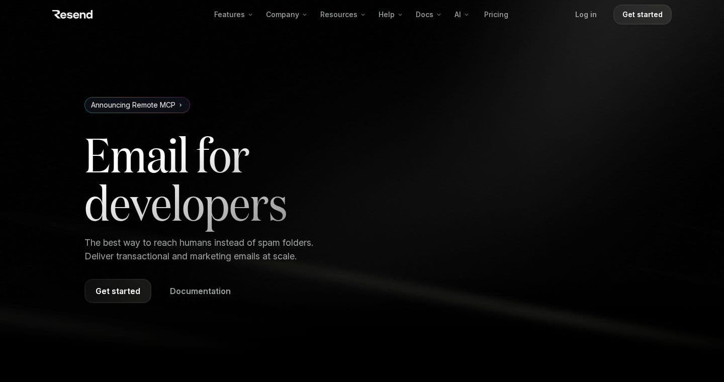 Resend homepage