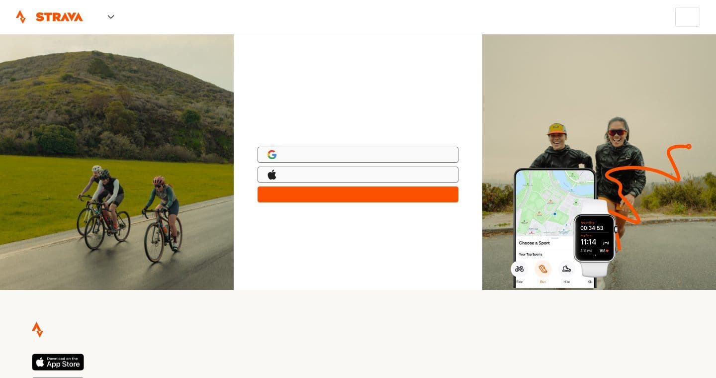 Strava homepage