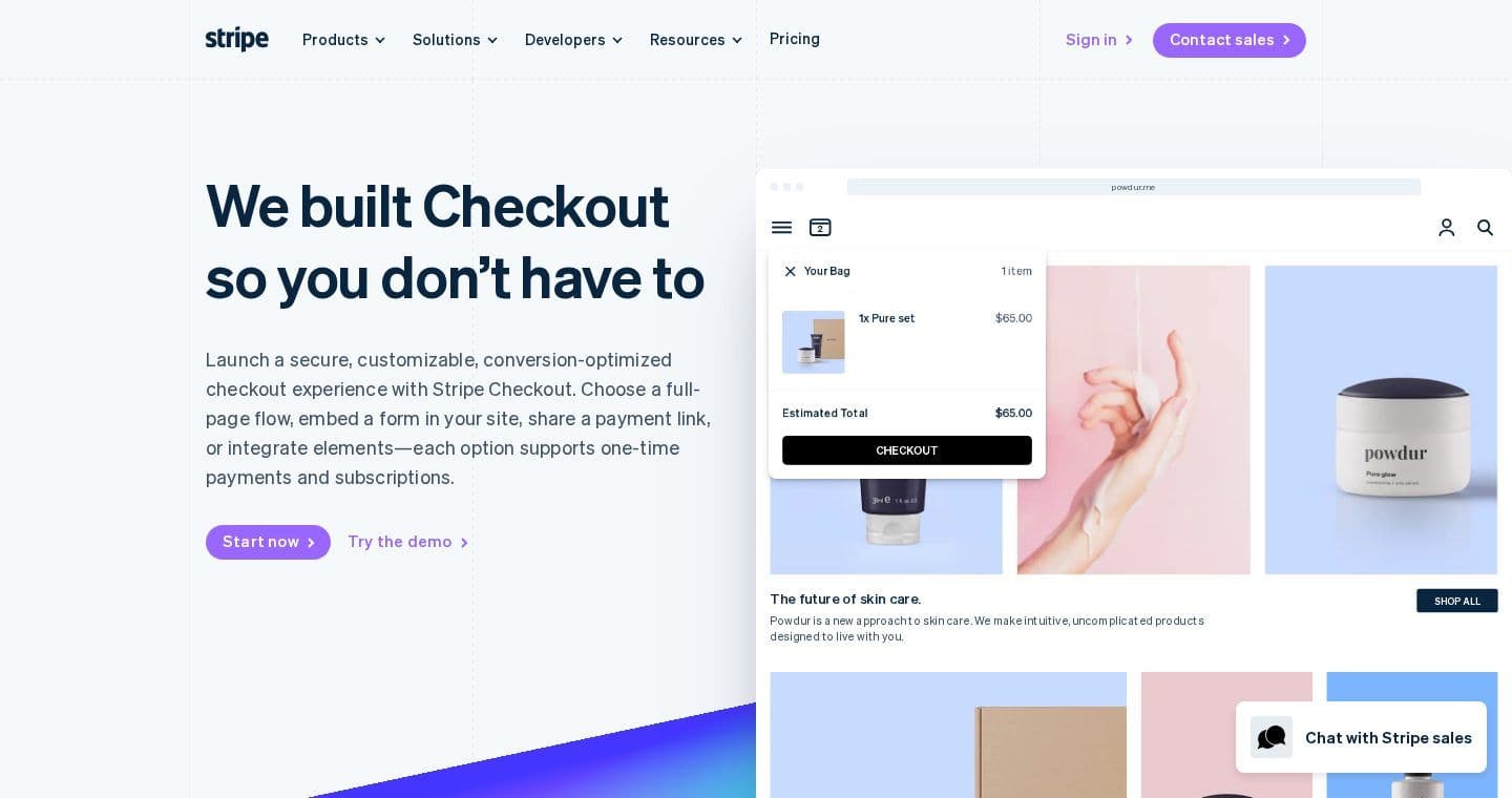 Stripe Checkout homepage