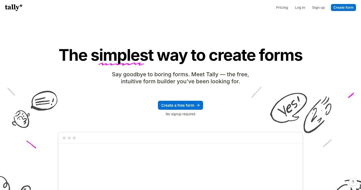 Tally homepage