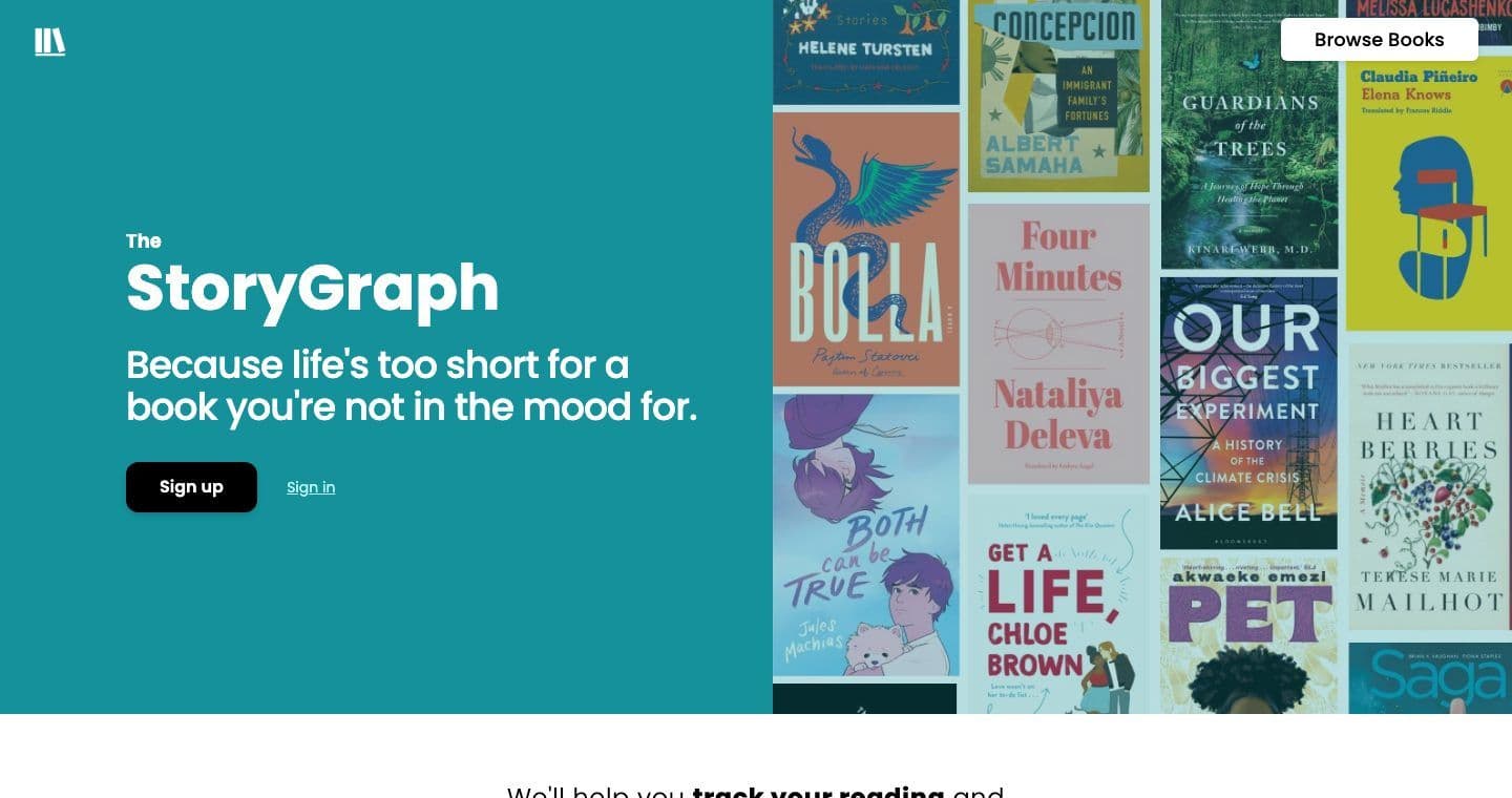 The StoryGraph homepage