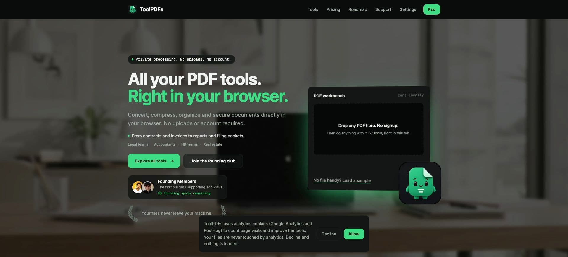 ToolPDFs homepage