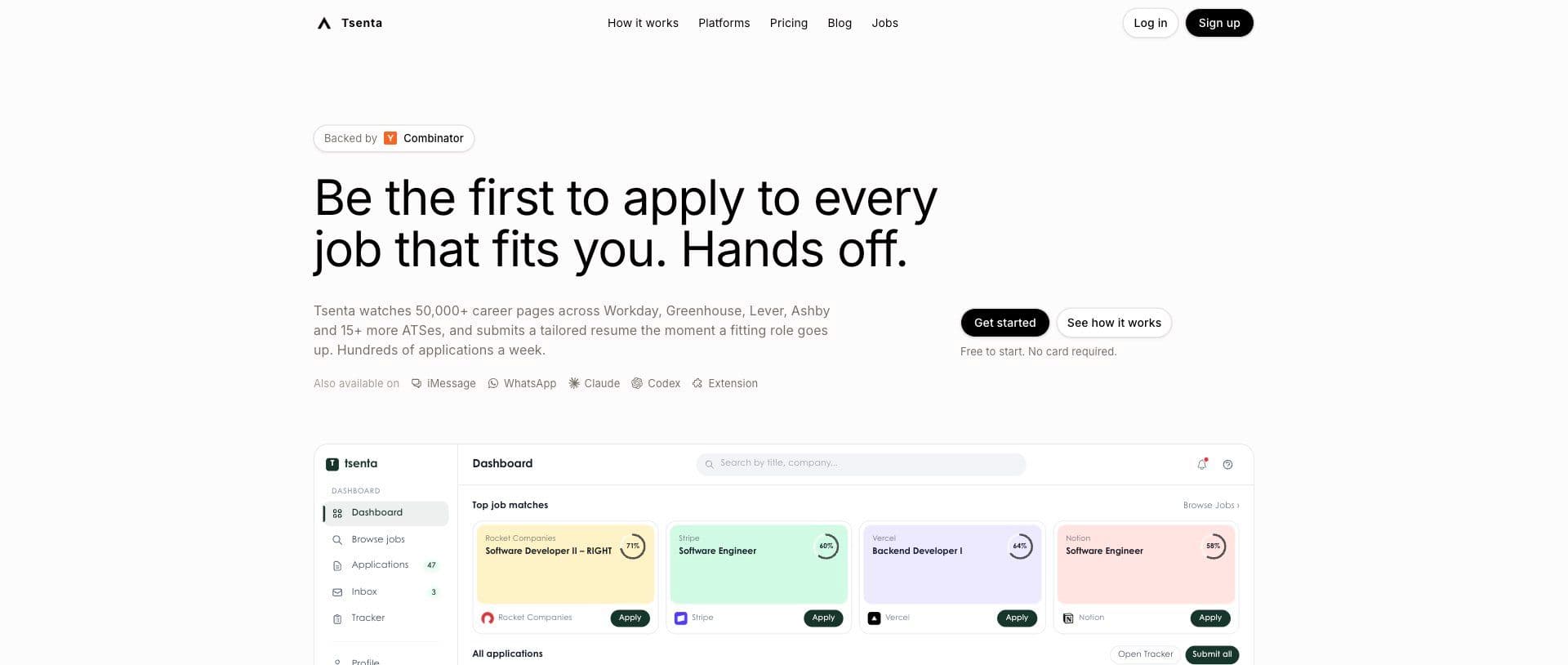 Tsenta homepage