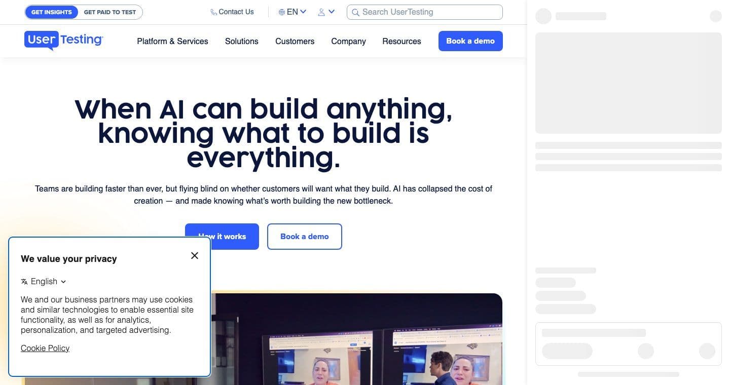 UserTesting homepage