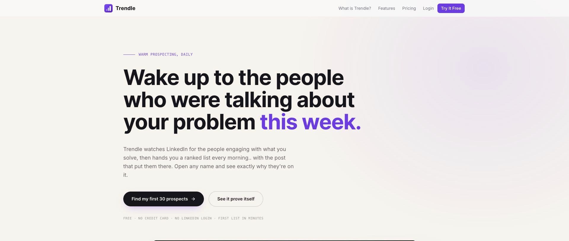 Trendle homepage