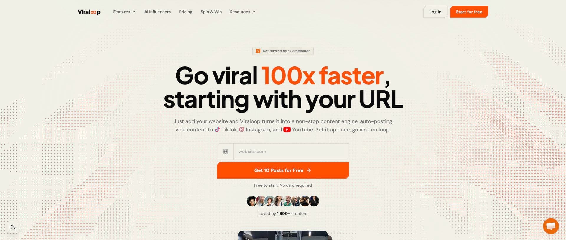 Viraloop homepage
