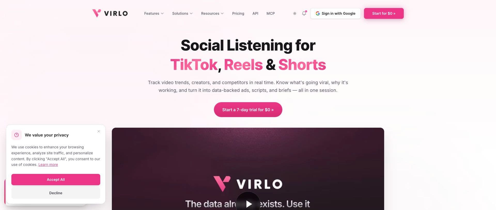 TikTok Social Listening & Analytics Tool homepage