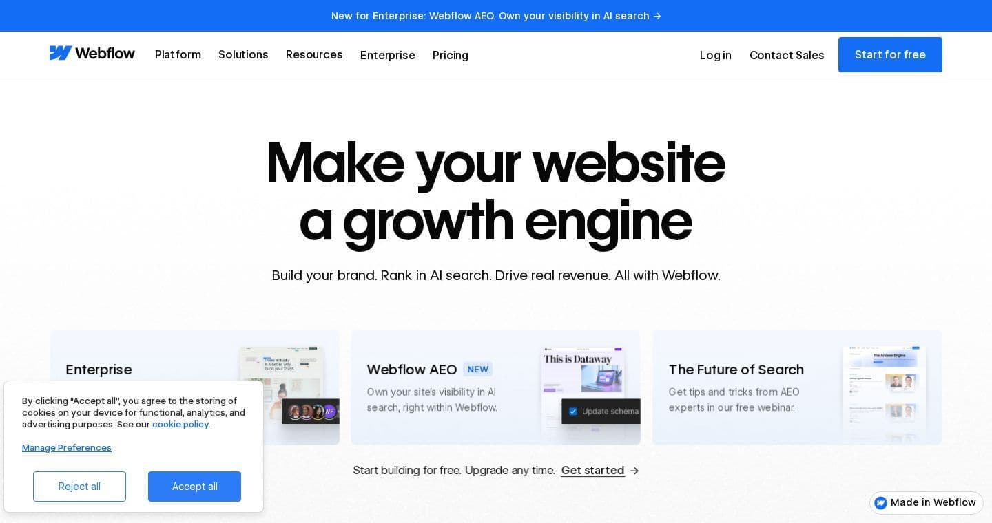 Webflow homepage
