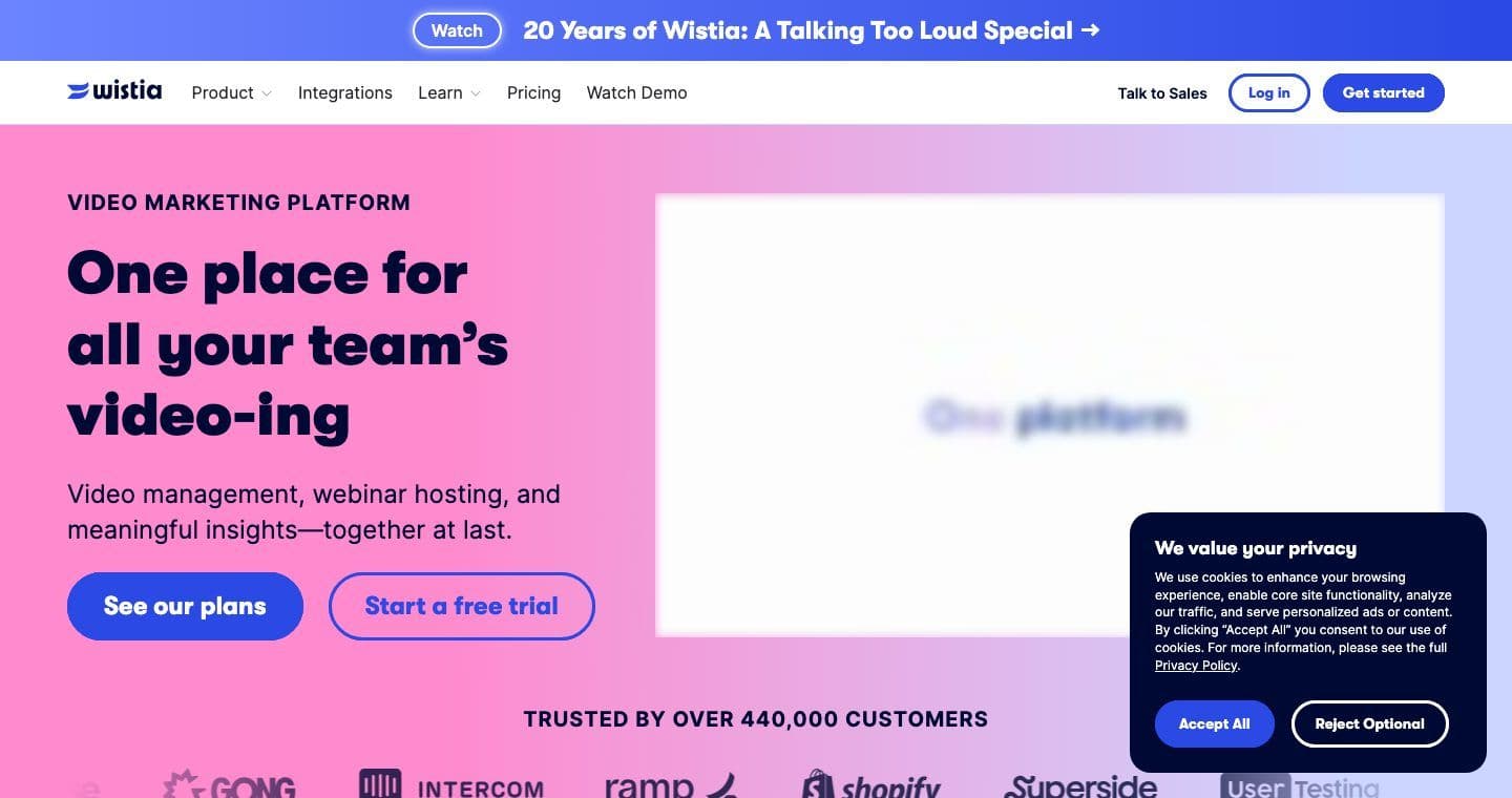 Wistia homepage