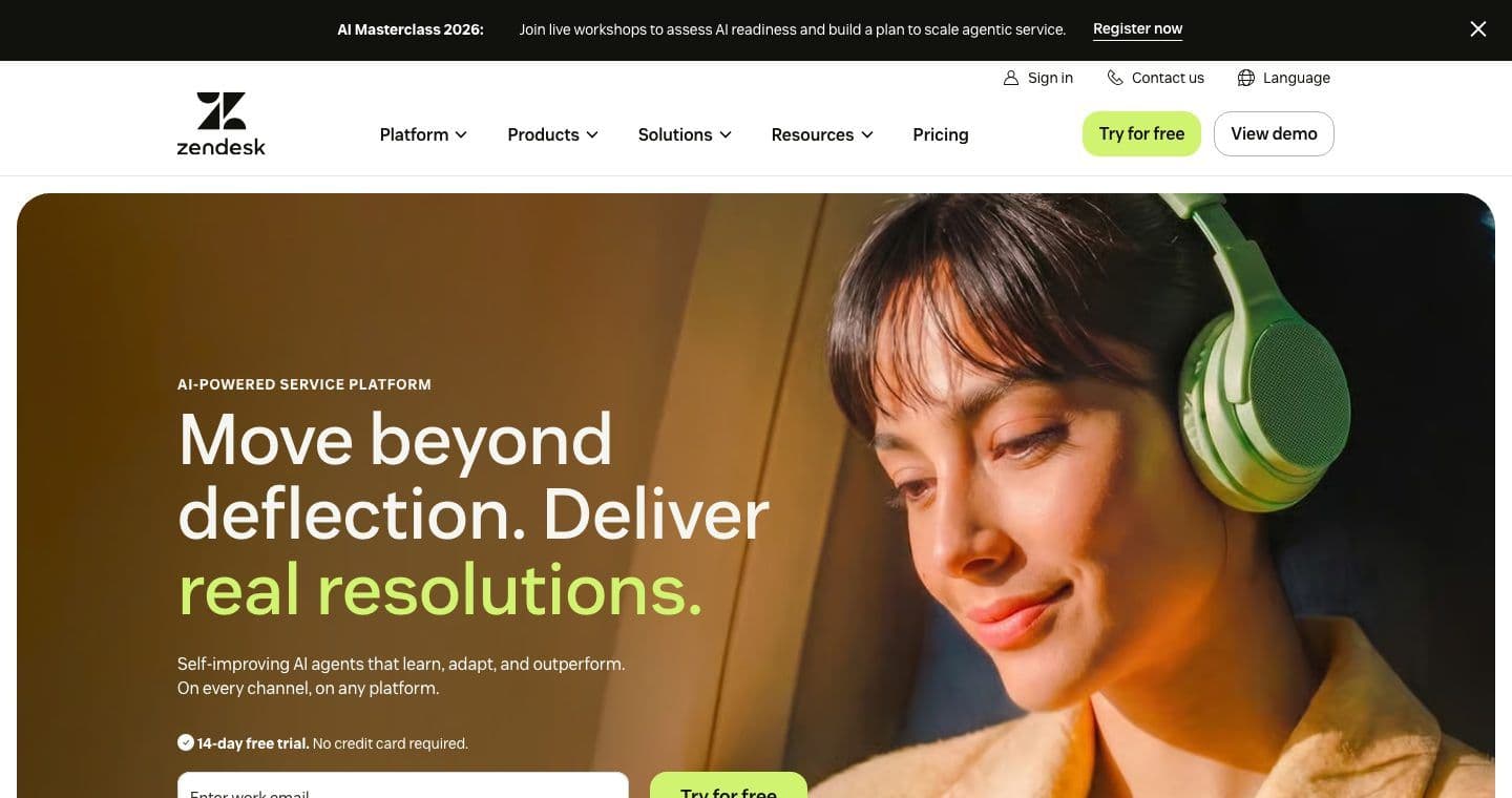 Zendesk homepage